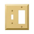 Amerelle Amerelle 163TRBR 1 Toggle- 1 Rocker Combo Polished Brass Stamped Steel Wall Plate 3501236